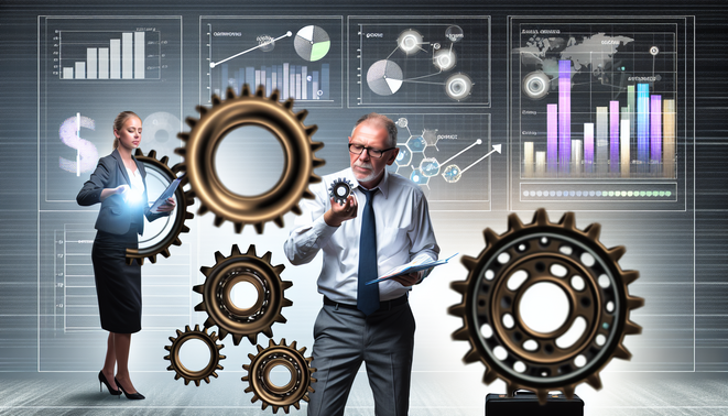 alt_text: A dynamic cover image illustrating business process automation with gears, charts, and professionals.